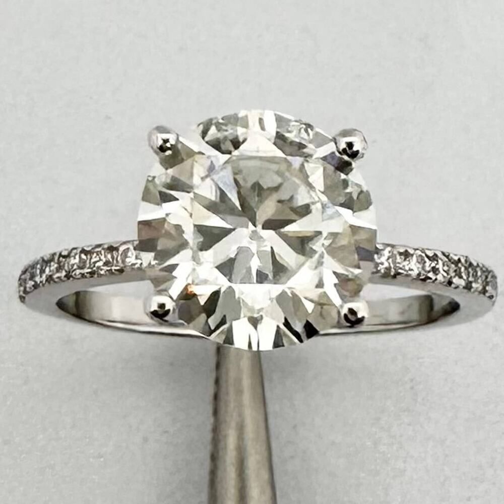 Moissanite Diamond Engagement Ring 2 Ct Brilliant 18K GRA Certified Size 7